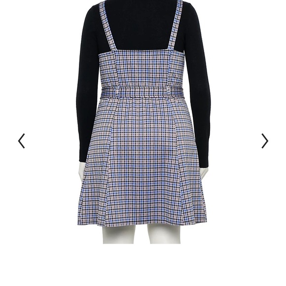 Button-Front Belted Pinafore Dress W/free MASK - Picture 2 of 2